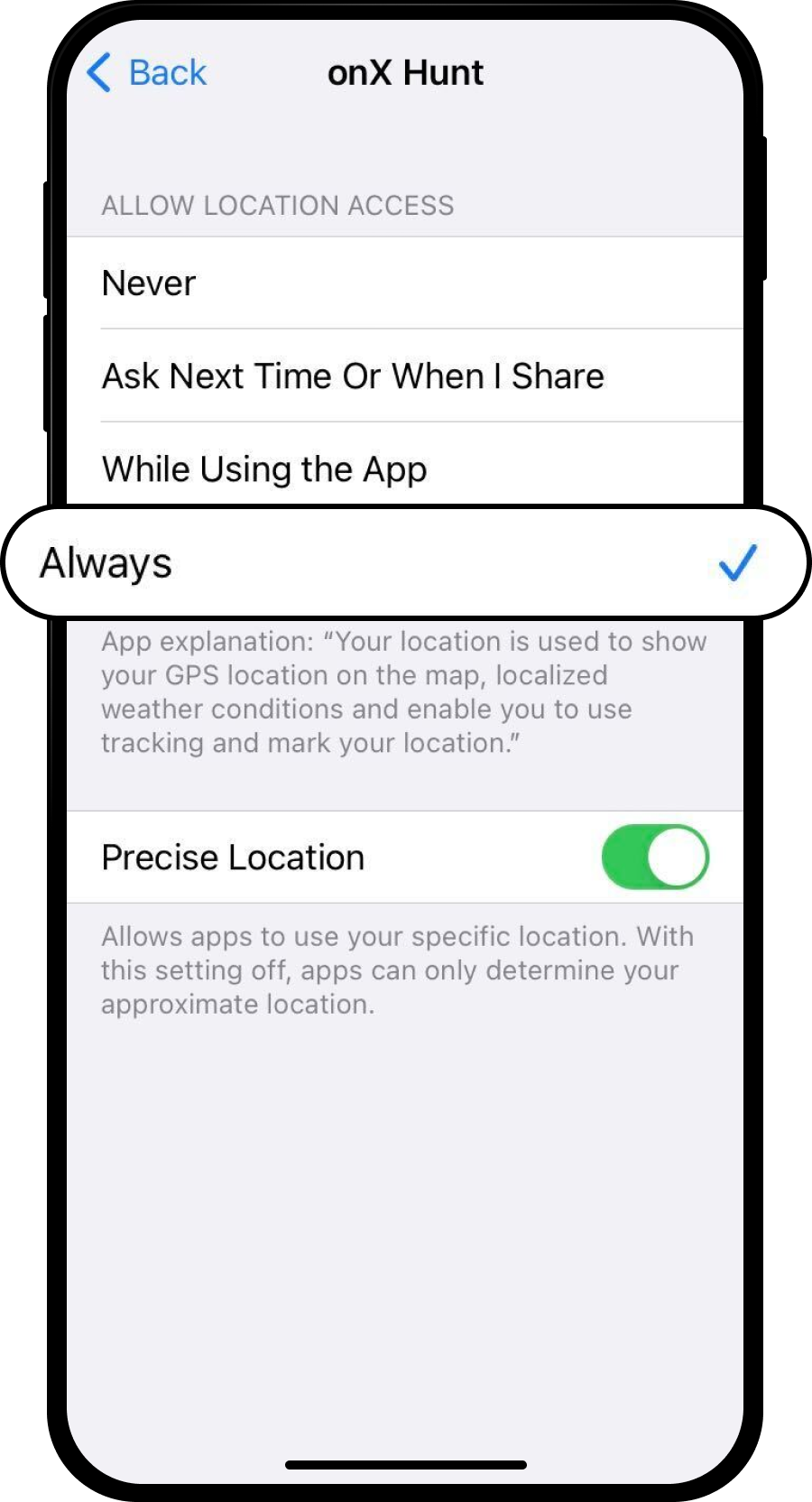 iOS Location Services onX Hunt Always.png