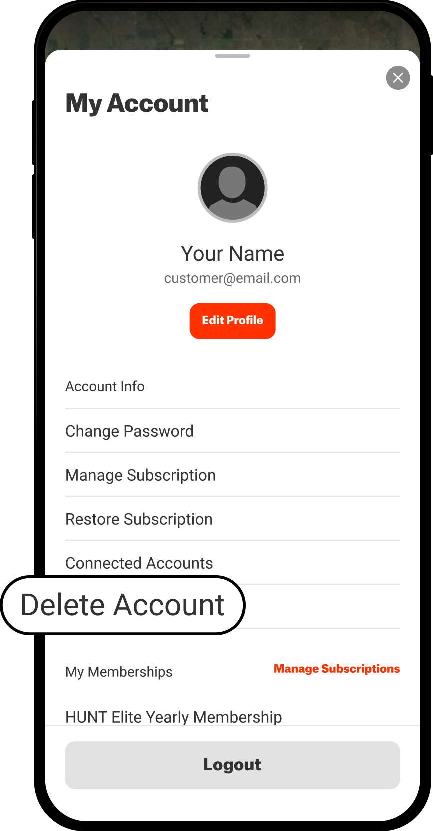 Delete Account My Account Hunt App.png