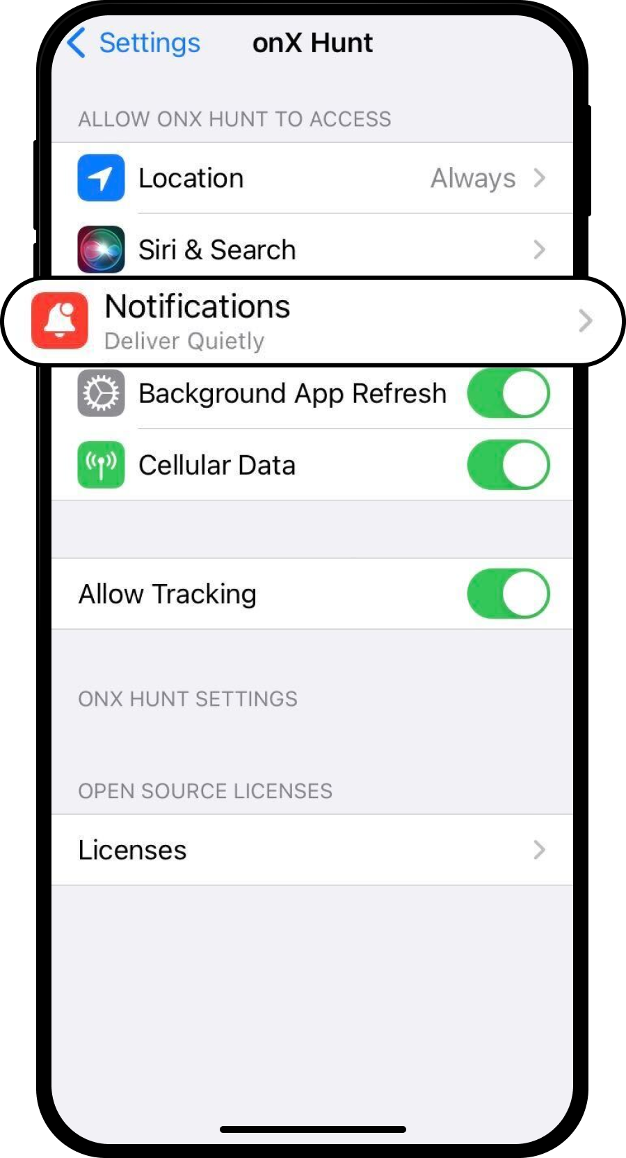 iOS App Settings onX Hunt Notifications.png