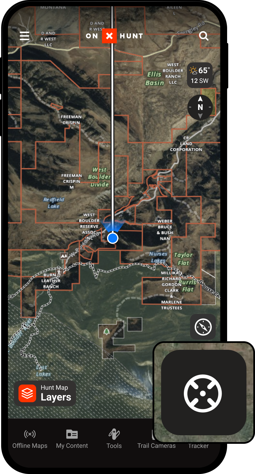 Location Button Orient map Go to Waypoint Hunt App.png