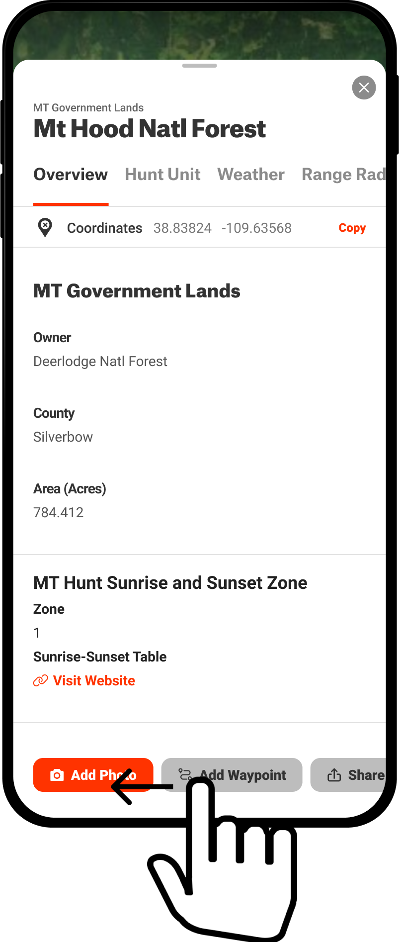 Swipe Left Bottom Buttons Map Query Government Land Hunt App.png
