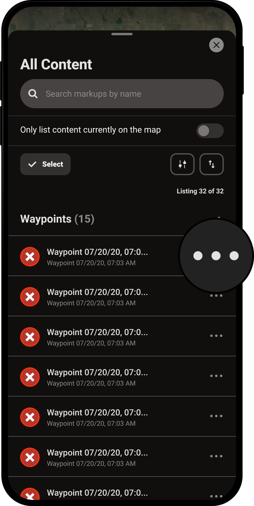 Markup Options All Content Menu Hunt App.png