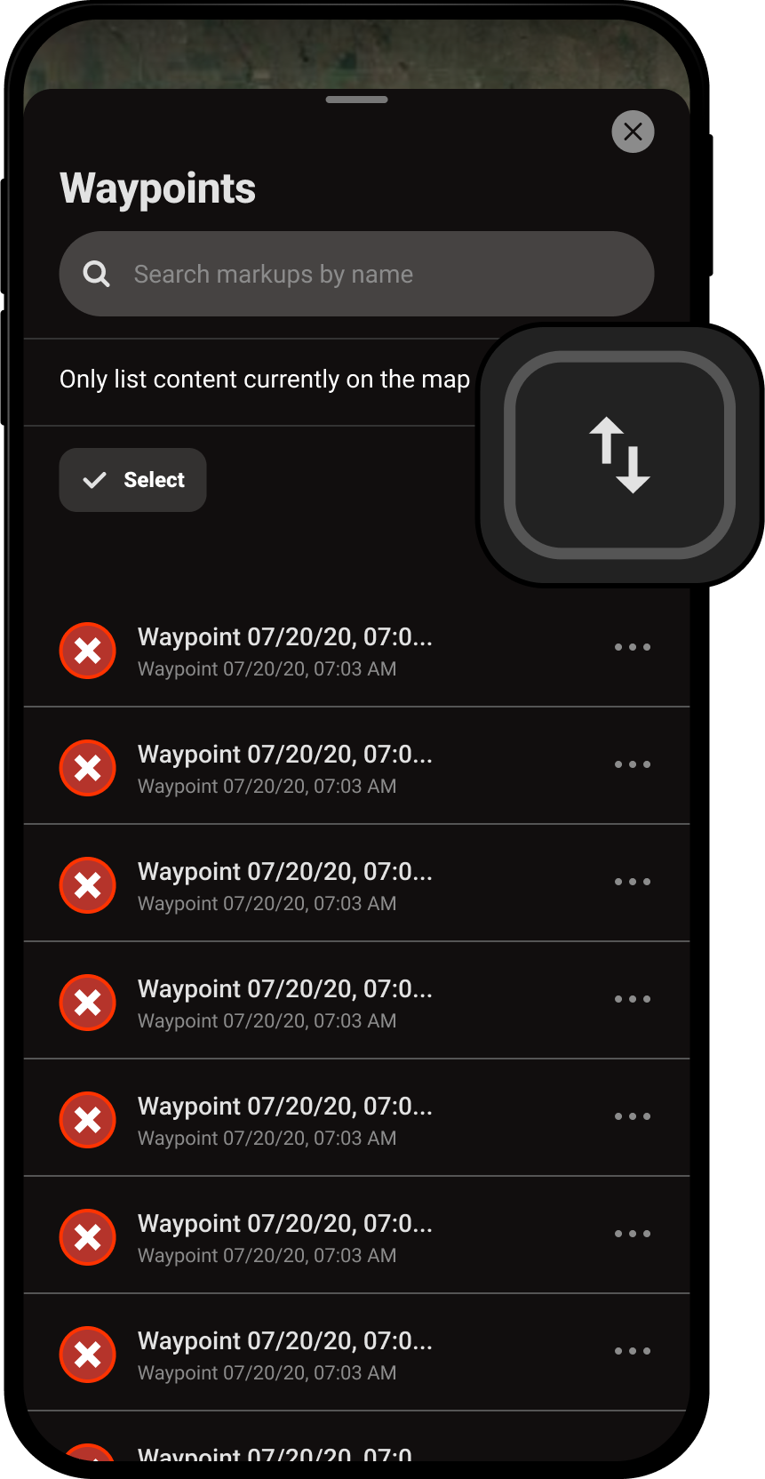 Sort Waypoints Menu Hunt App.png