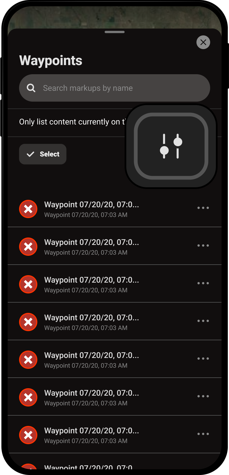 Filter Waypoints Menu Hunt App.png