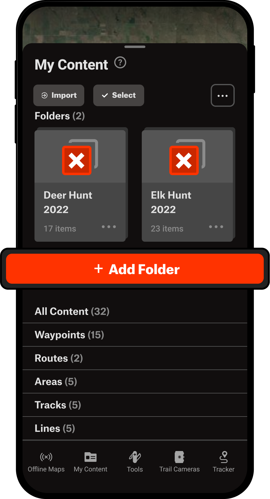 Add Folder My Content Menu Hunt App.png