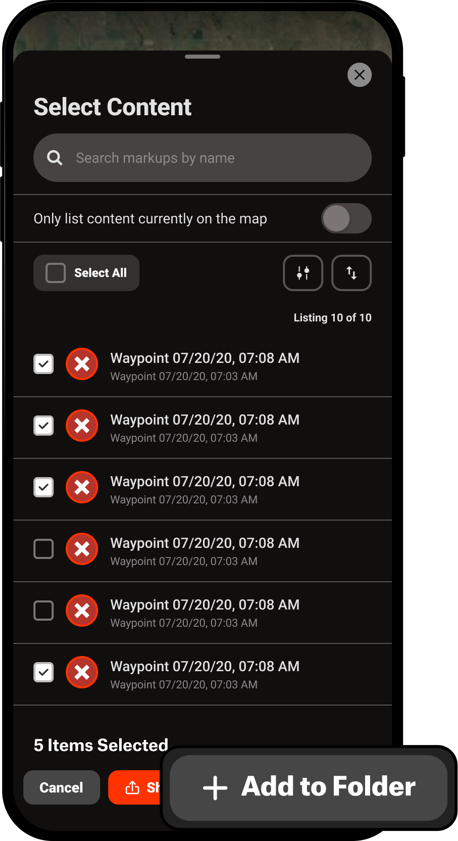 Add to Folder Select Waypoints Menu Hunt App.png