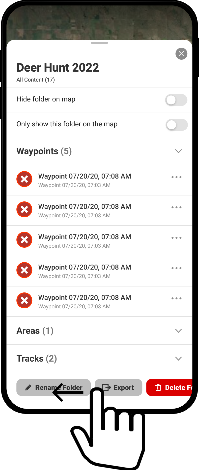 Swipe Left Bottom Buttons Folder Card Hunt App.png