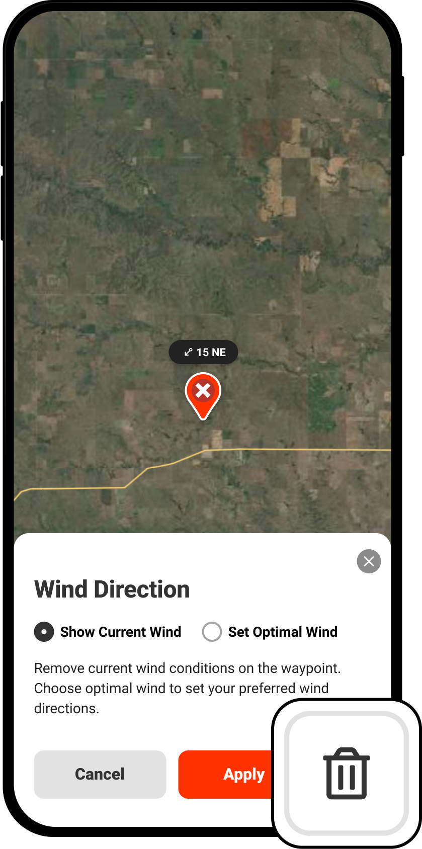 Delete Edit Wind Direction on Waypoint Show Current Wind Hunt App.png