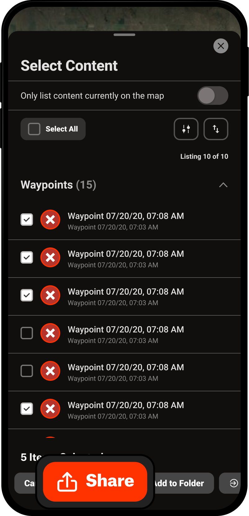 Share Select Content Menu Hunt App.png