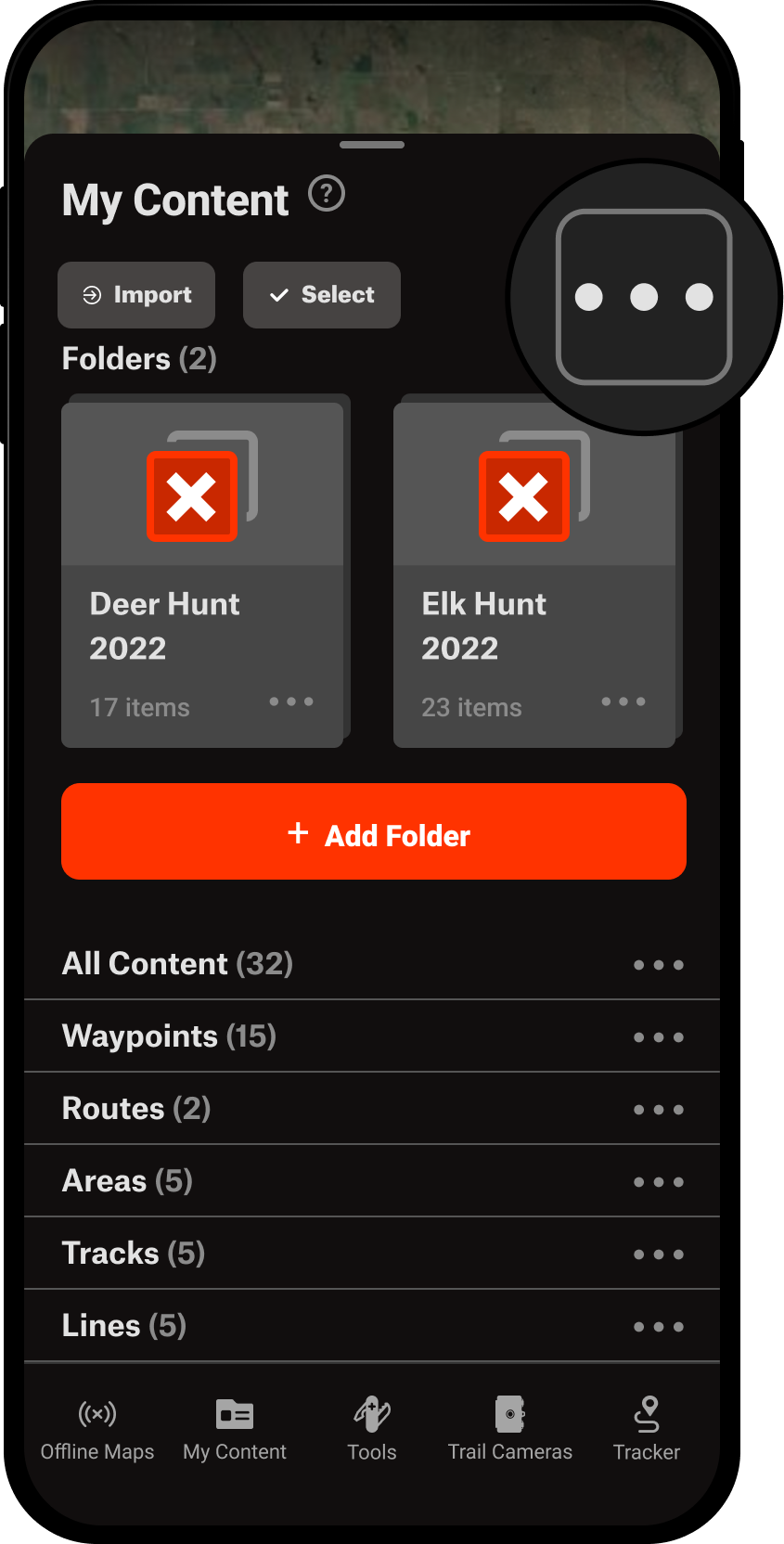 My Content Options My Content Menu Hunt App.png