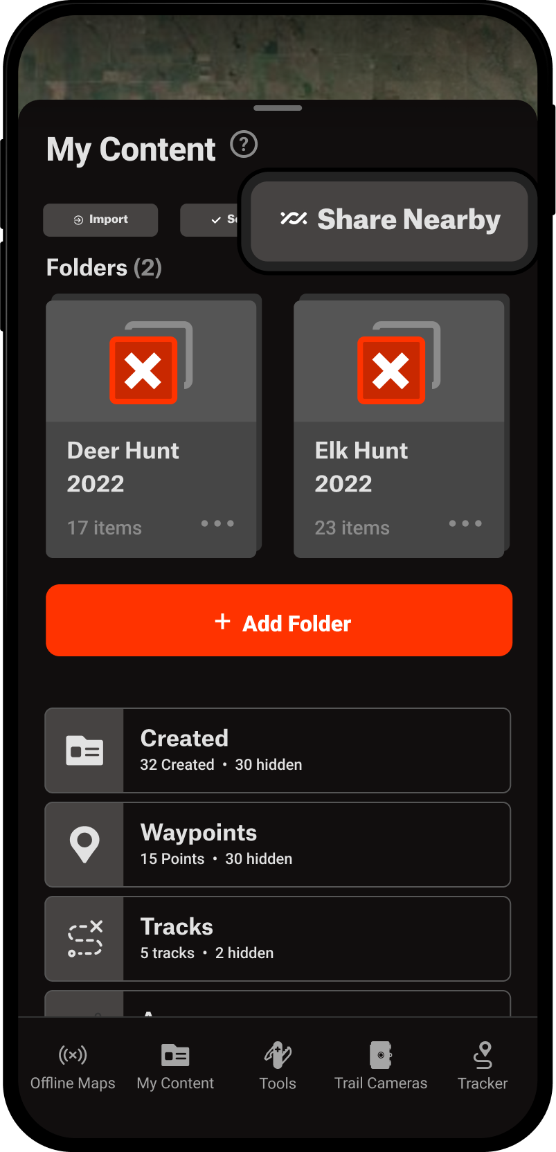 Share Nearby My Content Menu Hunt Android.png